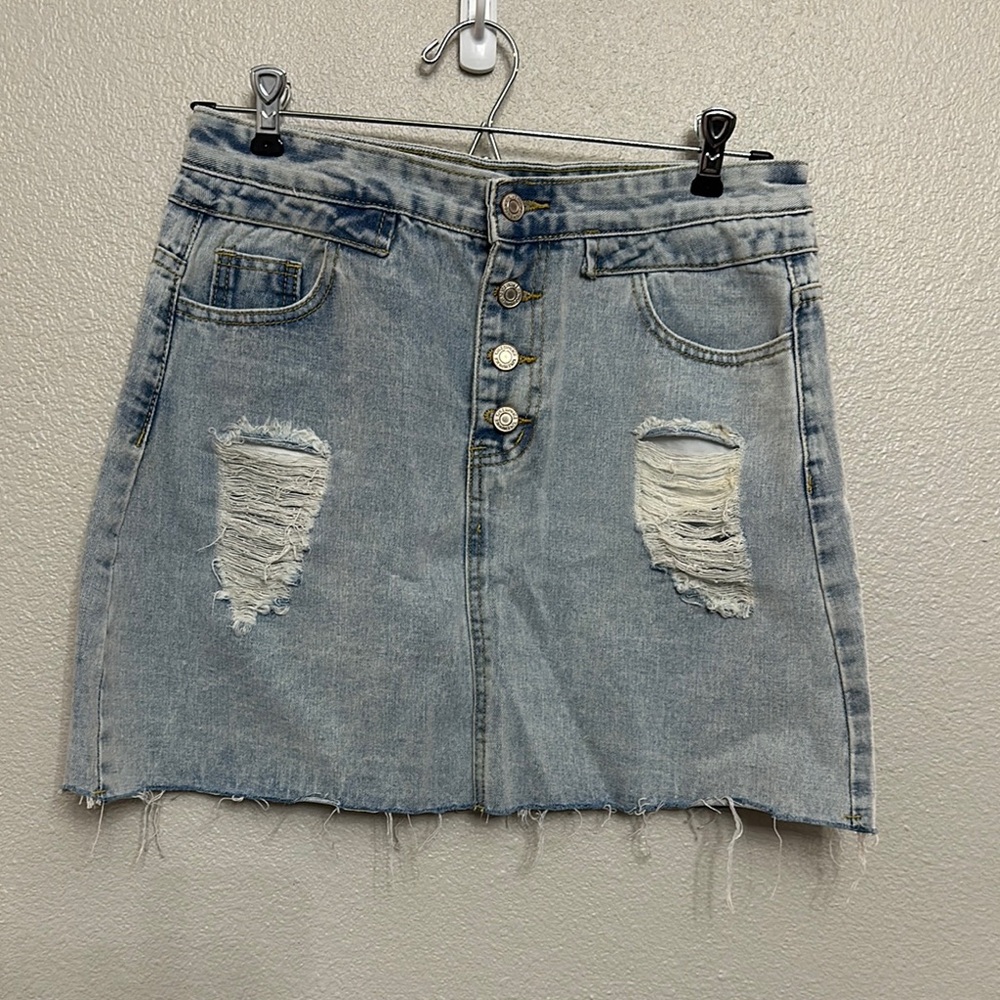 Light Blue Mini Skirt for Casual Wear